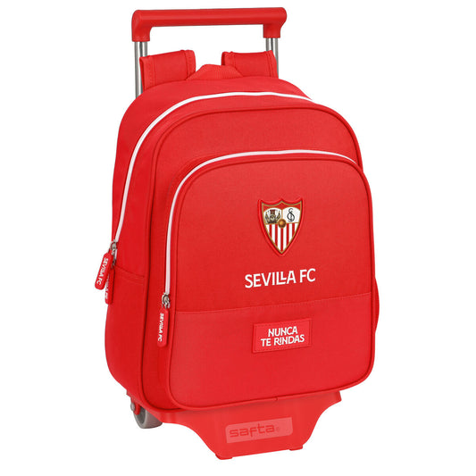 Skolerygsæk med Hjul Sevilla Fútbol Club Rød (28 x 34 x 10 cm)
