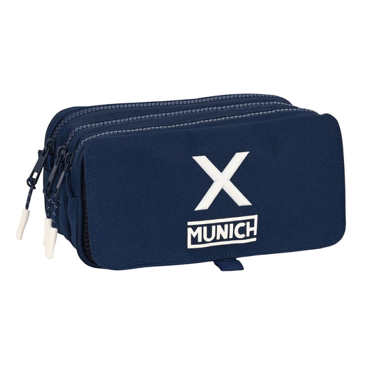 Tredobbelt bæretaske Munich Marino Marineblå (21,5 x 10 x 8 cm)