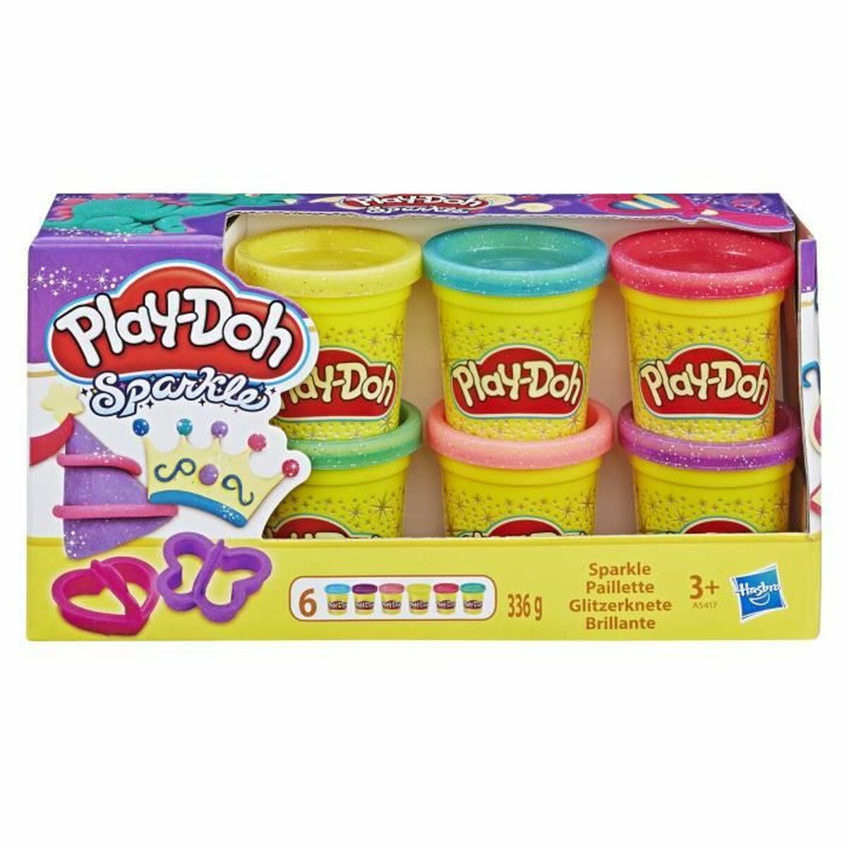 Modellervoks Spil Play-Doh Glitter Modeling (6 Dele)