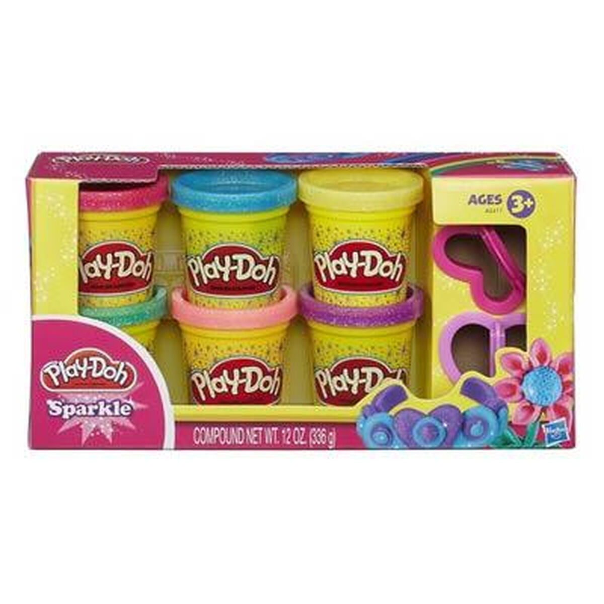 Modellervoks Spil Play-Doh Glitter Modeling  (6 Dele)