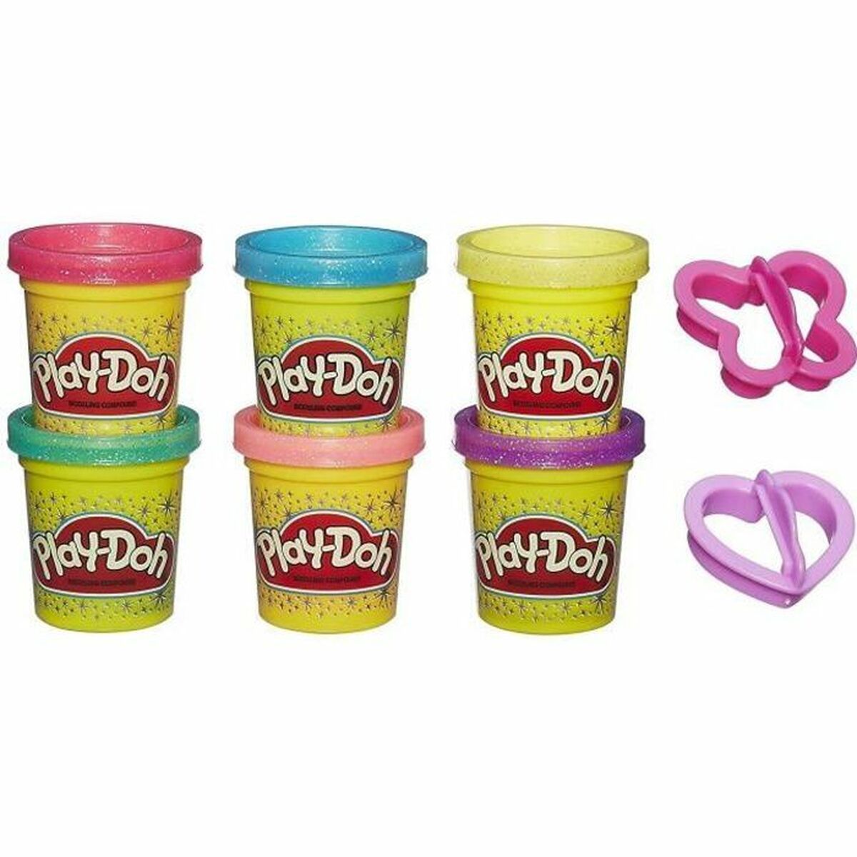 Modellervoks Spil Play-Doh Glitter Modeling  (6 Dele)
