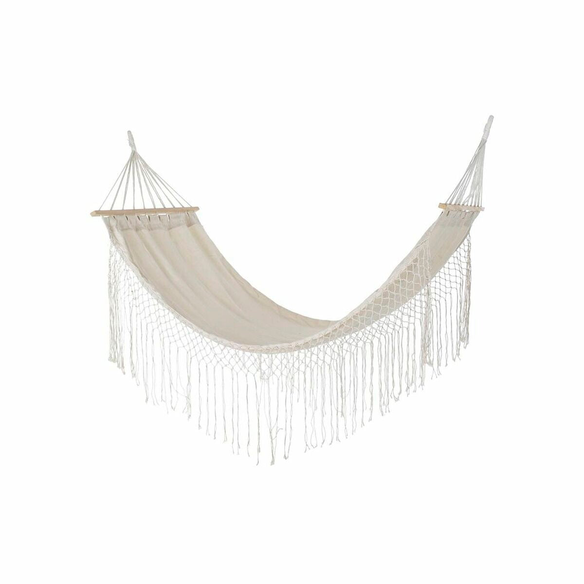 Hængekøje DKD Home Decor Beige Polyester Bomuld Fyrretræ Frynse (280 x 100 x 130 cm)