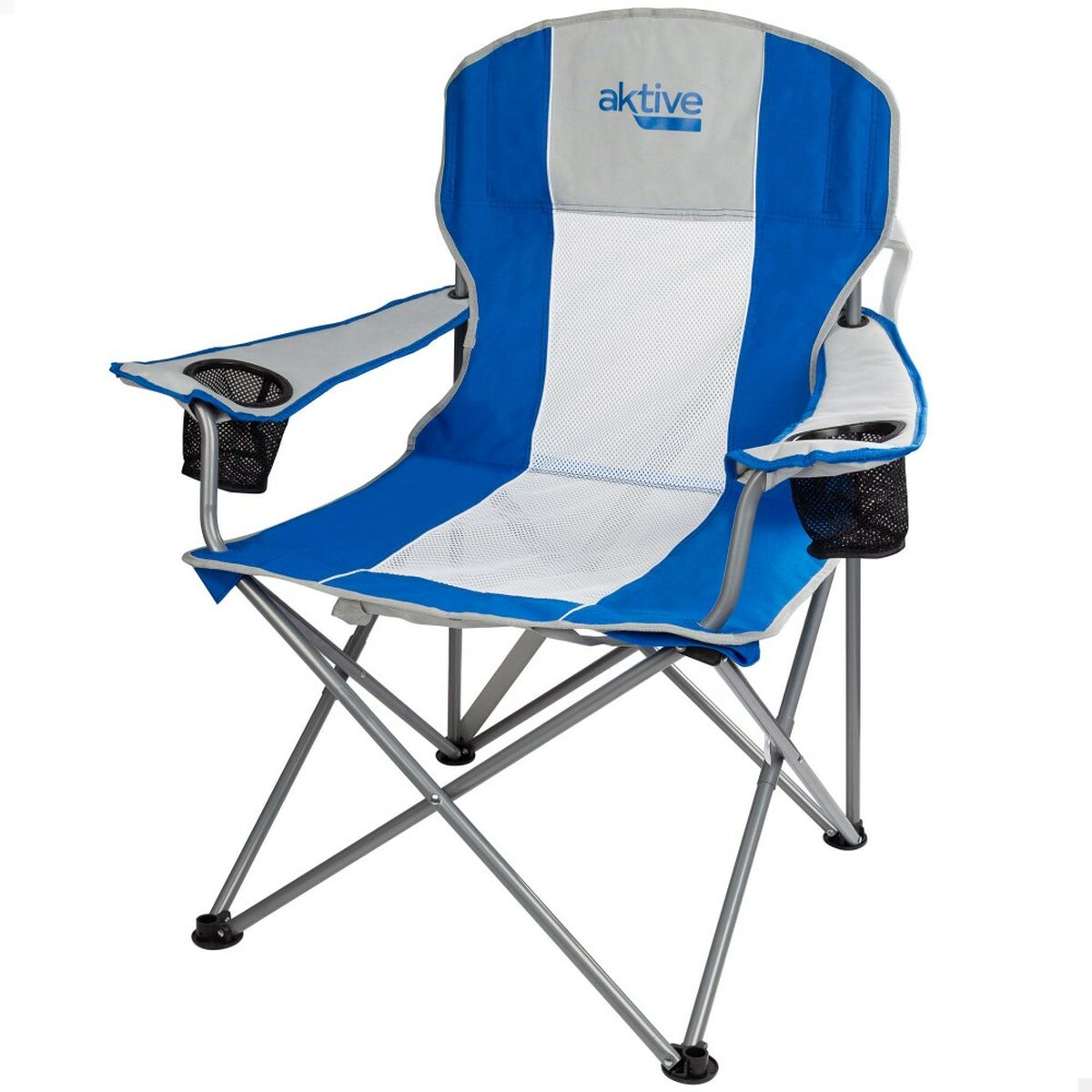 Sammenklappelig campingstol Aktive Grå Blå 57 x 97 x 60 cm (4 enheder)
