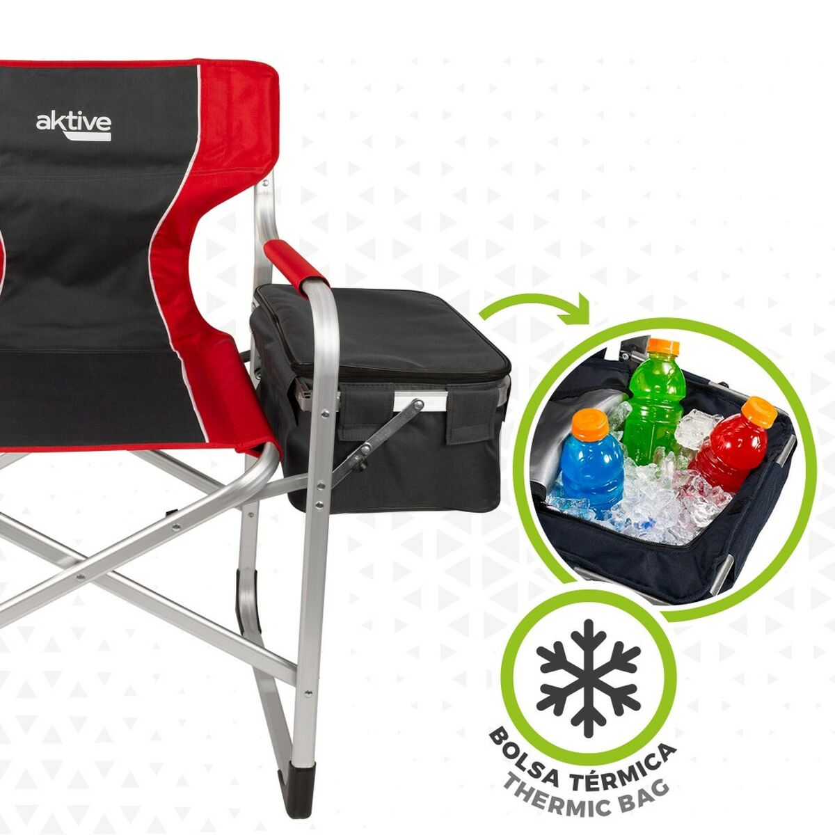 Sammenklappelig campingstol Aktive Rød Grå 61 x 92 x 52 cm (2 enheder)