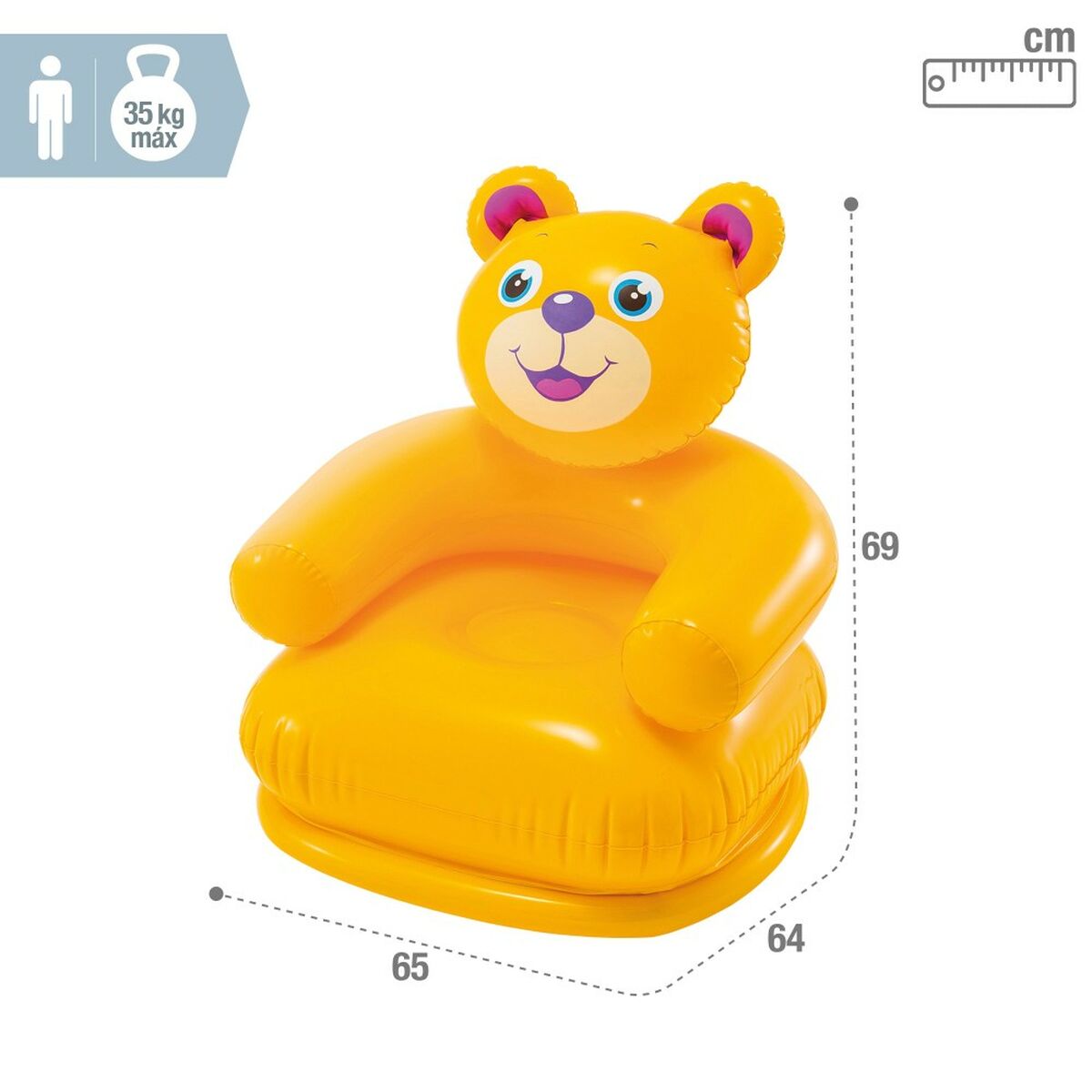 Oppustelige lænestol Intex HAPPY ANIMAL 66 x 79 x 64 cm (12 enheder)